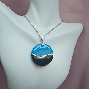 Hand Crafted Ocean Blue and Midnight Black Necklace